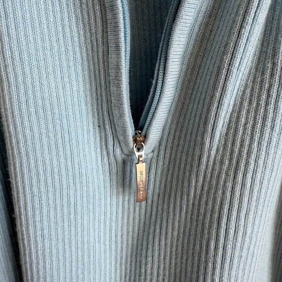 Daisy Fuentes Womens Blue Ribbed Knit Quarter Zip Sweater 1X Cuffed Hem - Picture 6 of 13